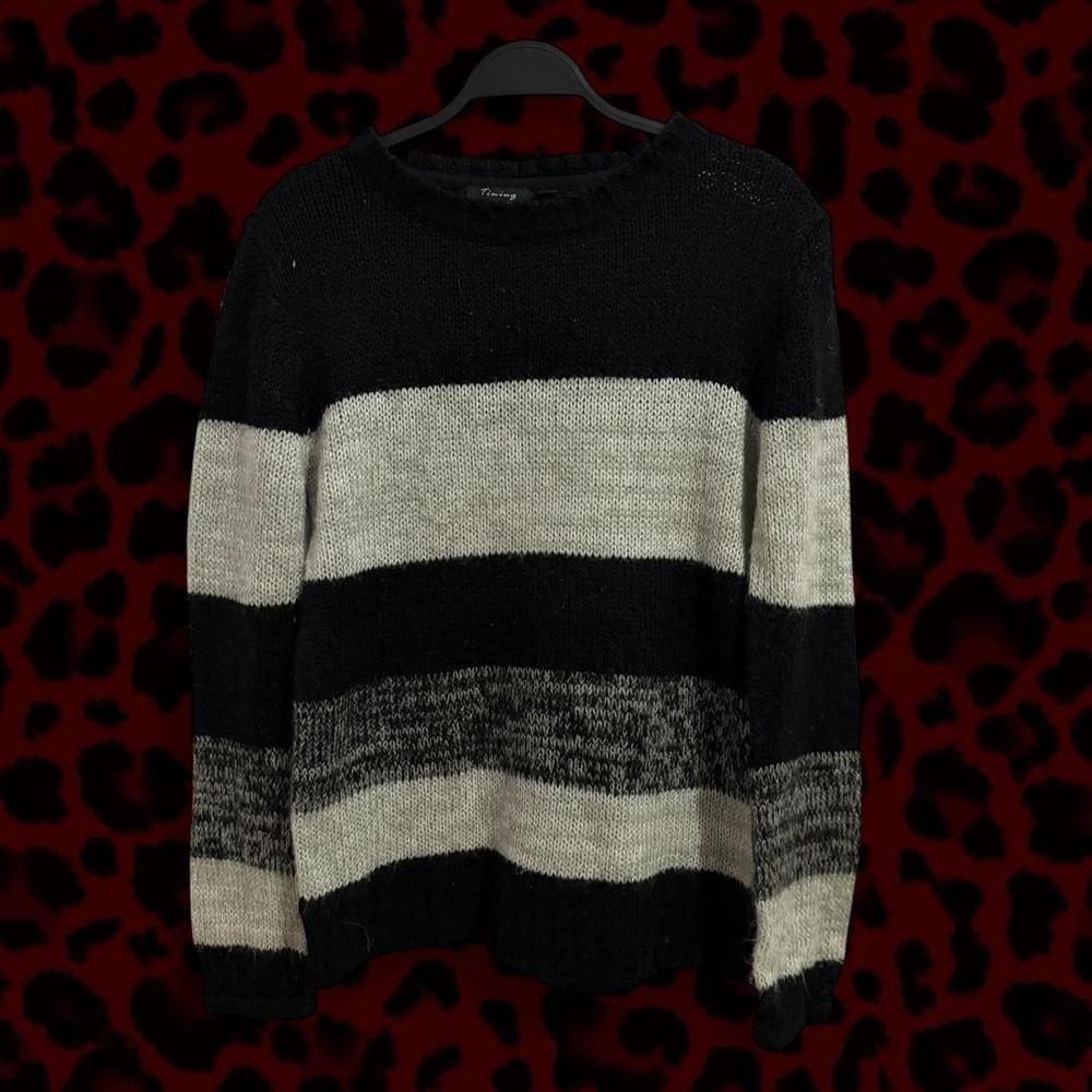 Grey and White striped sweater